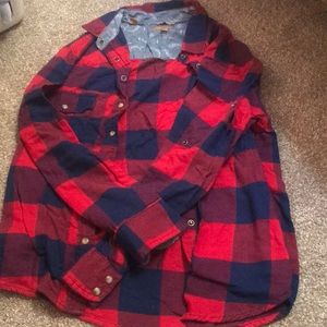 Blue and red plaid flannel